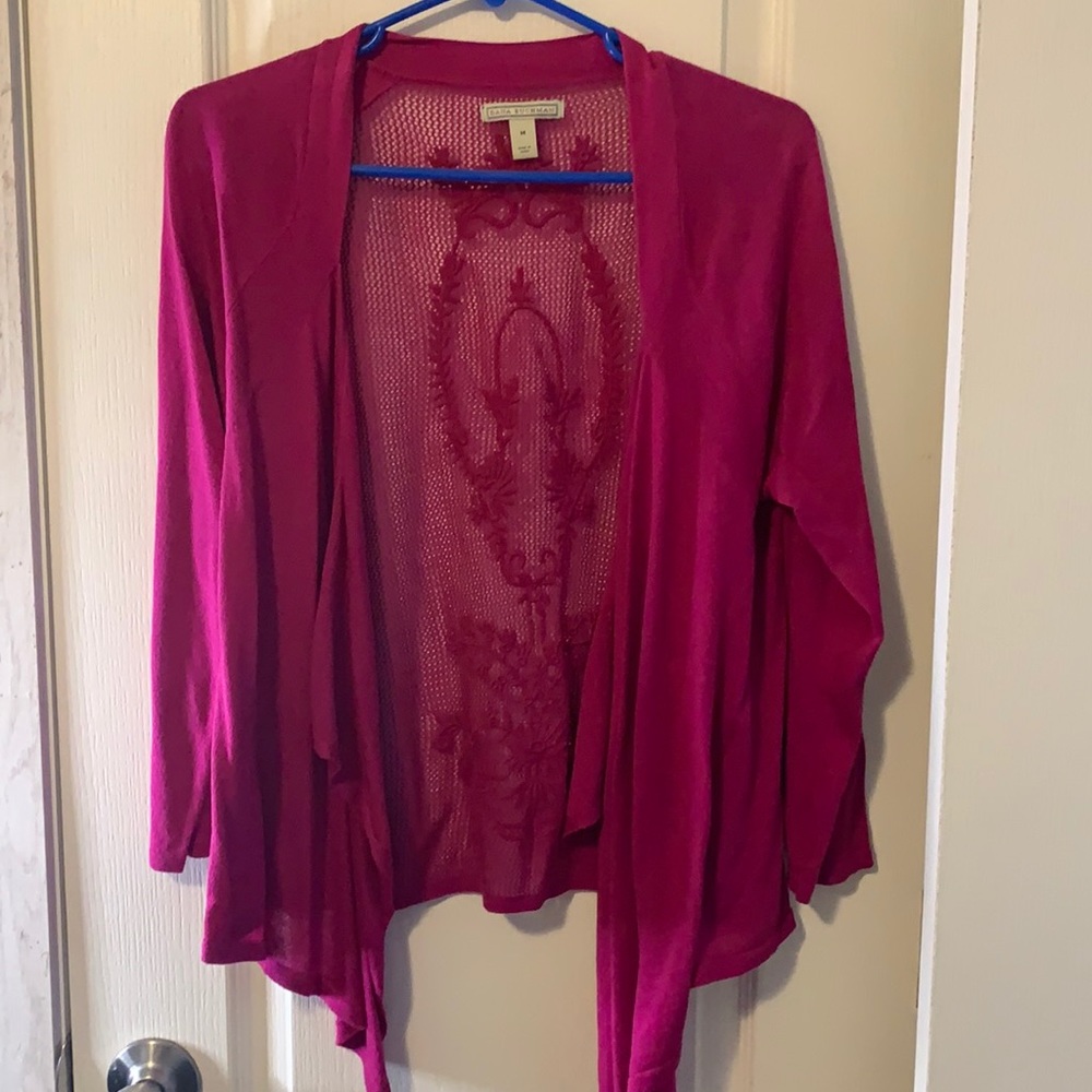 Fuchsia shrug with lace back